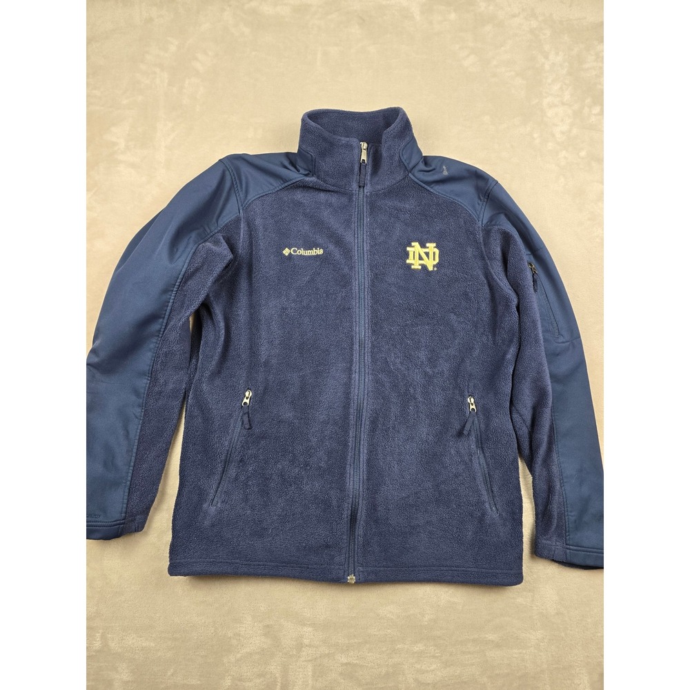 Columbia Fleece Jacket Mens Large Blue Notre Dame Fighting Irish Full Zip